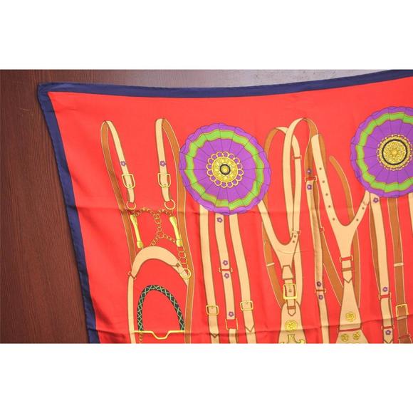 Auth Celine Scarf Belt Motif Silk Navy #76135C10B - Picture 2 of 15